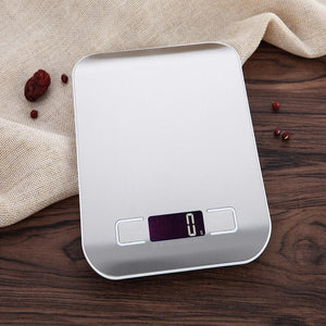 10kg Ultra Slim Digital Kitchen Scale Stainless Steel Weighing Surface 10000g/1g Silver LCD Kitchen Scales Cooking Measure Tools