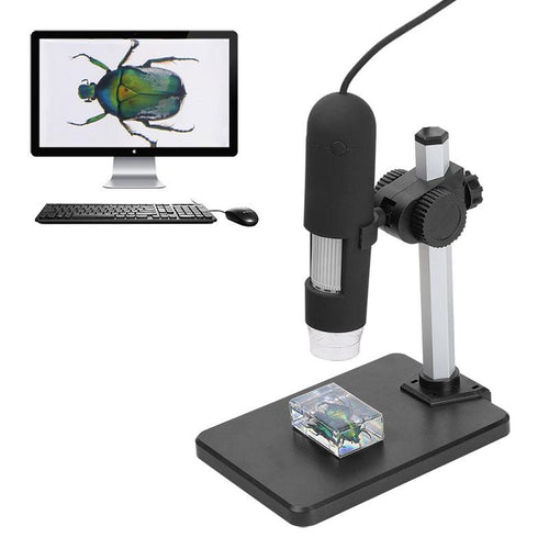 1000X Zoom USB Microscope 8 LED Compact Endoscope Magnifier Digital Video Camera Microscop with Rise and Fall Holder Third Hand