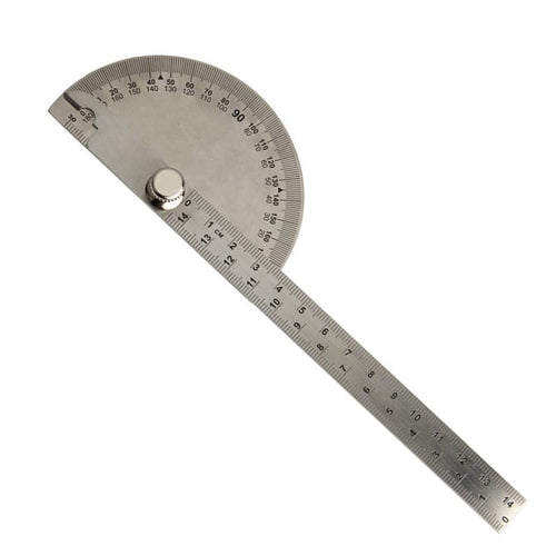 0-180 Degree Angle Ruler Round Head Rotary Protractor 145mm Adjustable Universal Stainless Steel Measuring Tool