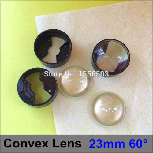 10 sets/lot 23mm 60 degree LED Lenses Black Bracket Holder Set Angle Lens PMMA Optical Lighting Convex Lens Reflector Collimator