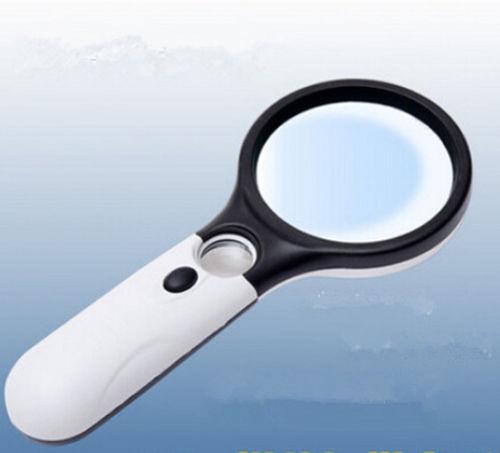 10X 20X 3 LED Light Handheld Magnifier Reading Map Newspaper Magnifying Glass Jewelry Loupe