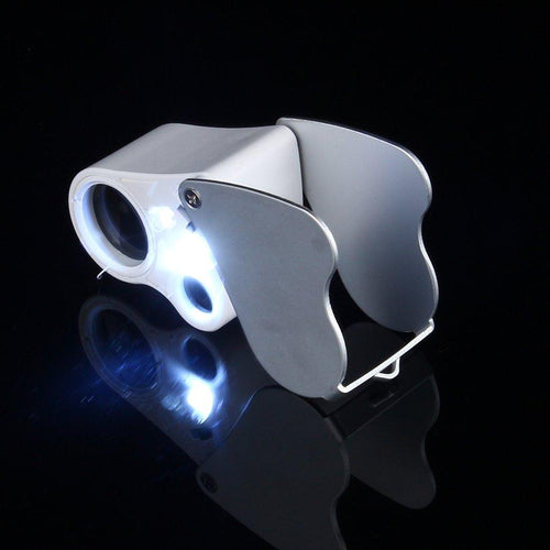 1 Set 30X 60X Illuminated magnifier glass loupe Dual Lens lam Jewelry Appraisal tool