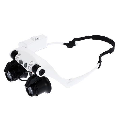 10x 15x 20x 25x Magnifying Glass with 2 LED Light Head Wearing Magnifier Double Eye Jeweler Watch Clock Repair Loupe microscope