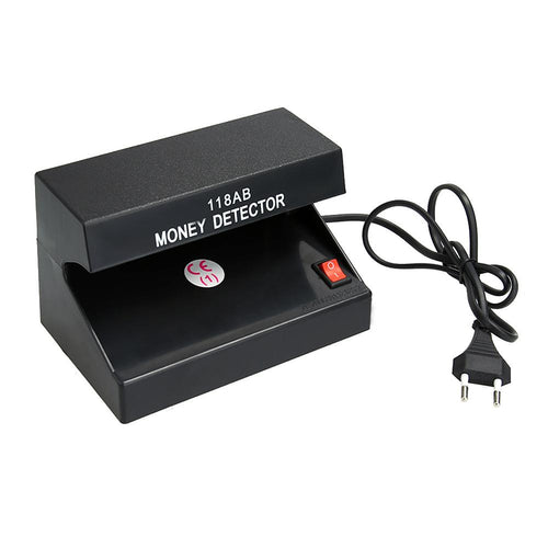 110-220V UV Light Counterfeit Money Detector Currency Fake Checker Black with ON/OFF Switch EU Plug