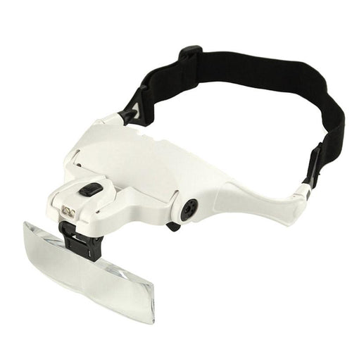 1.0X 1.5X 2.0X 2.5X 3.5X 5Lens Adjustable Glasses Loupe Magnifier Headband Magnifying Glass with LED Light Eye Watch Repair Tool