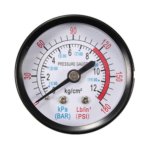 13mm 1/4 BSP Thread 0-180 PSI 0-12 Bar Air Pressure Gauge For Air Compressor Iron New Arrival Diameter about 52mm