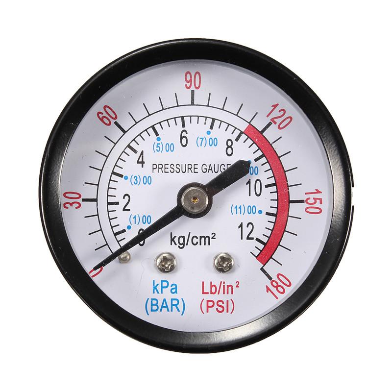 13mm 1/4 BSP Thread 0-180 PSI 0-12 Bar Air Pressure Gauge For Air Compressor Iron New Arrival Diameter about 52mm