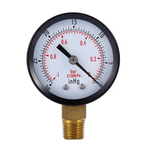1/4" NPT Lower Mount Dry Utility Pressure Gauge 2" Dial Display Air Compressor Hydraulic Vacuum Gauge Manometer Pressure Tester