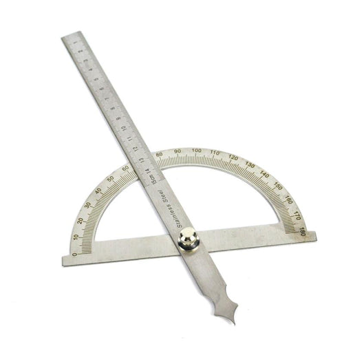 0-180 Degree Angle Ruler Round Head Rotary Protractor 150mm Adjustable Universal Stainless Steel Measuring Tool