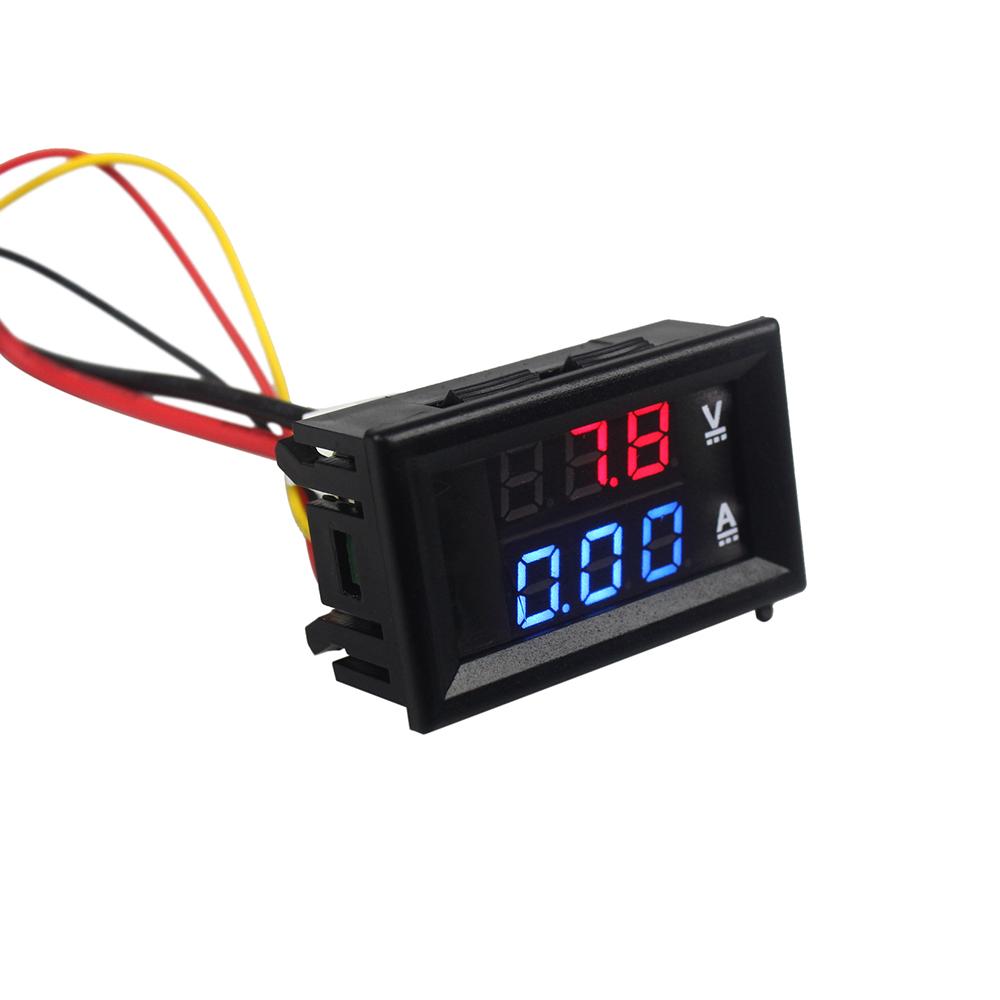 1Pcs Top Quality DC 100V 10A Voltmeter Ammeter Blue + Red LED Amp Dual Digital Volt Meter Gauge
