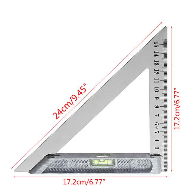 1PC Triangle Ruler 90 Degree Alloy Measuring Tool With Bead Horizontal Woodworking