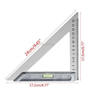 1PC Triangle Ruler 90 Degree Alloy Measuring Tool With Bead Horizontal Woodworking -B119