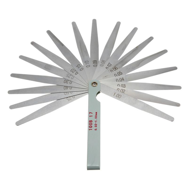 17 Blades Thickness Gap Metric Filler Feeler Gauge 0.02 to 1mm carbon steel Measure Tools New Arrival