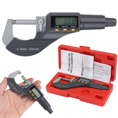 0-25mm LCD Digital Electronic Outside Micrometer Carbide Tip Kit For Measure Tools