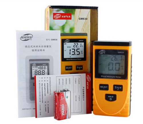 100% original Digital Wood Moisture Meter Temperature Humidity Tester Induction Moisture Tester LCD Display Hygrometer GM630