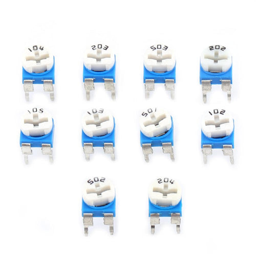 10 Values 500ohm-1M 100pcs/Set ohm Film Variable Resistor Potentiometer Rheostat Trimpot Assortment