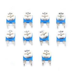 10 Values 500ohm-1M 100pcs/Set ohm Film Variable Resistor Potentiometer Rheostat Trimpot Assortment