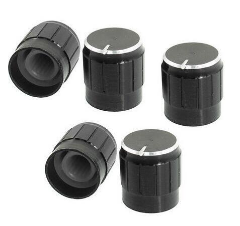 10 Pcs Black Metal 6mm Knurled Shaft Potentiometer Control Knobs