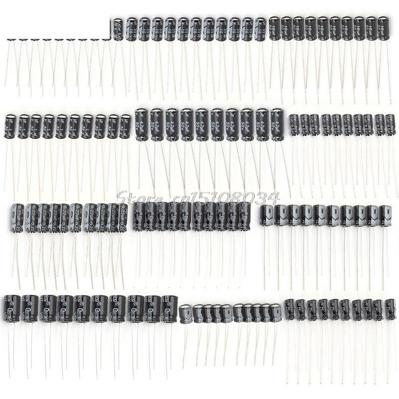120Pcs Electrolytic Capacitor 0.22uF-470uF Kit #S018Y# High Quality