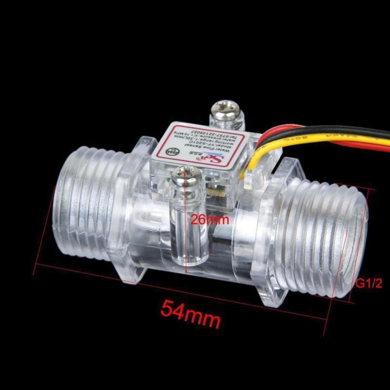 1-30L/min Water Sensor Meter Switch Clear Flow G1/2