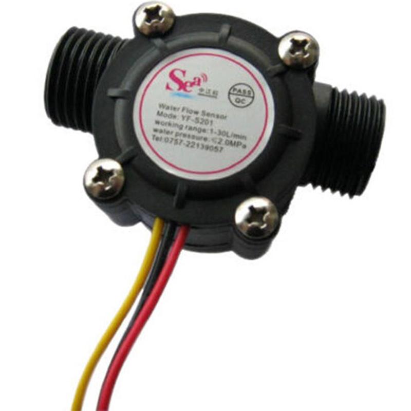 1pc Water Flow Sensor 1/2'' Flowmeter Hall Flow Sensor Water Control 1-30L/min For Arduino Water Testing