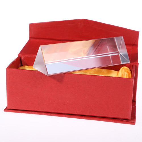 10cm Optical Glass Triple Triangular Prism Refractor for Physics Experiment Instrument With Decent Red Box Children Gift