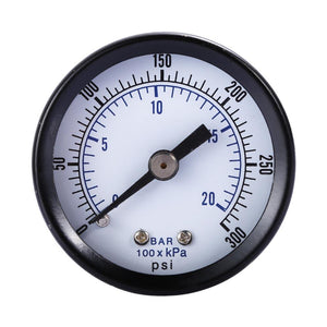 1pcs 1/8" NPT Air Pressure Gauge Liquid Filled 0-300 PSI Back MT 1.5" Face Steel Case Chrome Front Bezel Air Pressure Gauge
