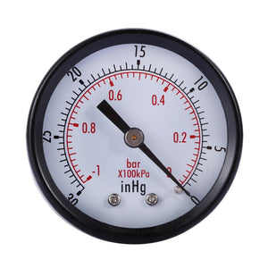 1/8"  Copper Alloy Dry Utility Vacuum Pressure Gauge Blk.Steel Center Back Pressure Measuring Instrument