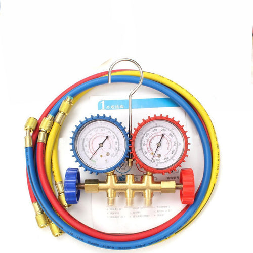 1/2PT Refrigerants Manifold Gauges Tools Set For R134A R12 R22 R404z Air Condition Refrigeration Blue Yellow Red