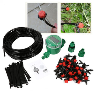 1 Set 20m Micro Irrigation System Electronic Timer Plant Self Watering Drip Garden Dripper Hose Kits Tee Faucet Connector