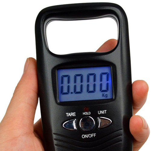 1pcs Double Precision 50kg LCD Digital Hook Scale Portable Mini Fishing Luggage Pocket Hand Electronic Weight Balance Black